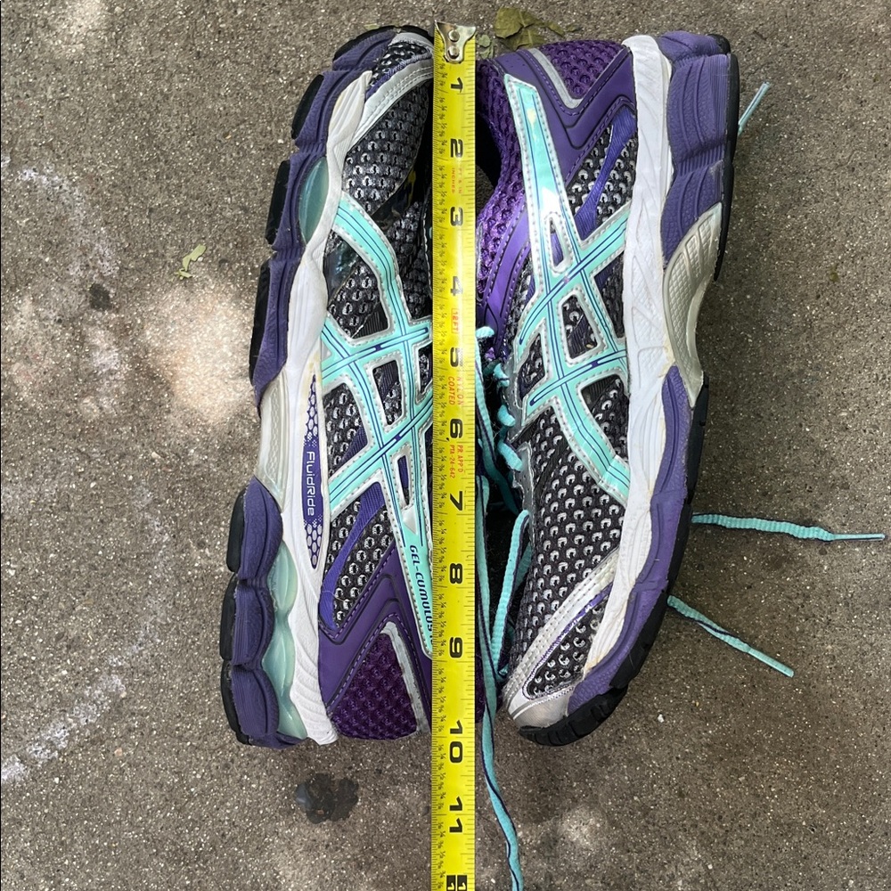 Asics Black and Purple Sneakers with Teal Accents